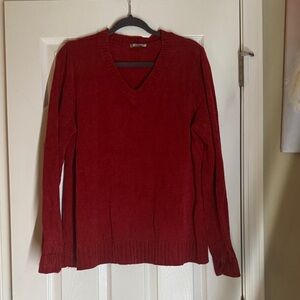 Women's Red V-Neck Sweater